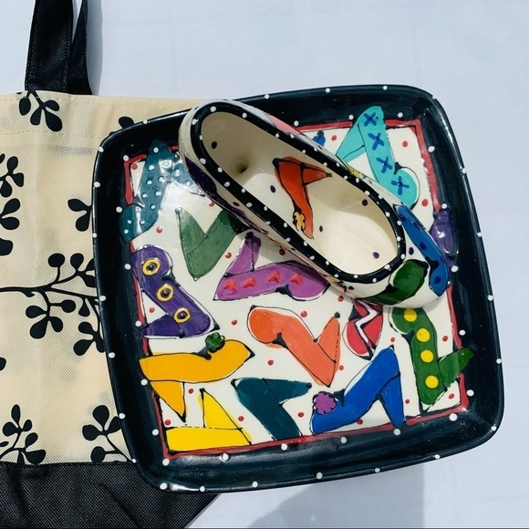 Vintage Robin Sterling Neiman Marcus rainbow 2003 Chips & Dip stiletto set - Picture 2 of 16